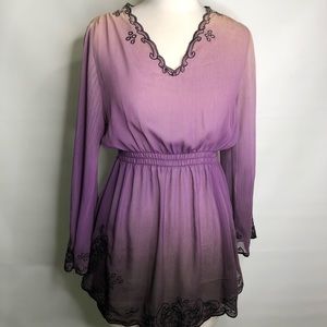 Mushkaby Aienna Rose sheer BOHO tunic top S NWOT